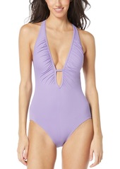 Vince Camuto Women's Plunge Cutout One-Piece Swimsuit - Lavender