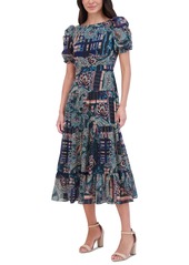 Vince Camuto Women's Printed Chiffon Midi Dress - Hunter