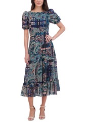 Vince Camuto Women's Printed Chiffon Midi Dress - Hunter