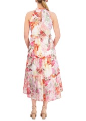 Vince Camuto Women's Printed Chiffon Ruffle-Tier High-Low Dress - Pink