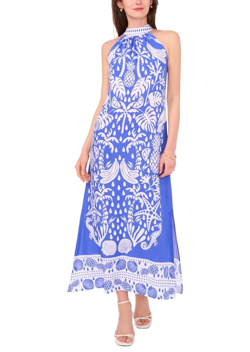 Vince Camuto Women's Printed Halter-Neck Maxi Dress - Dazzling Blue