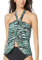 Vince Camuto Women's Printed Halter Tankini Top - Black