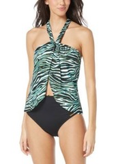 Vince Camuto Womens Printed Halter Tankini Top Matching Bottoms