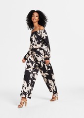 Vince Camuto Women's Printed High-Rise Wide-Leg Pants - Rich Black