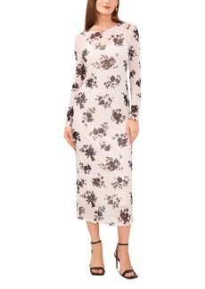 Vince Camuto Women's Floral Printed Long Sleeve Midi Dress - Soft Cream