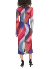 Vince Camuto Women's Printed Mesh Ruched Bodycon Dress - MULTI