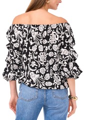 Vince Camuto Women's Printed Off-The-Shoulder Top - Rich Black