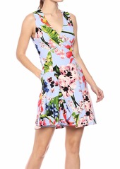 Vince Camuto Women's Printed Scuba Fit and Flare Dress