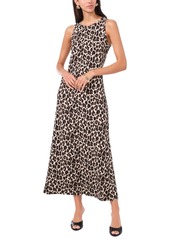 Vince Camuto Women's Printed Sleeveless Keyhole-Back Maxi Dress - Rich Black