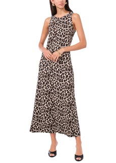 Vince Camuto Women's Printed Sleeveless Keyhole-Back Maxi Dress - Rich Black