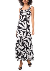 Vince Camuto Women's Printed Sleeveless Square-Neck Maxi Dress - Rich Black