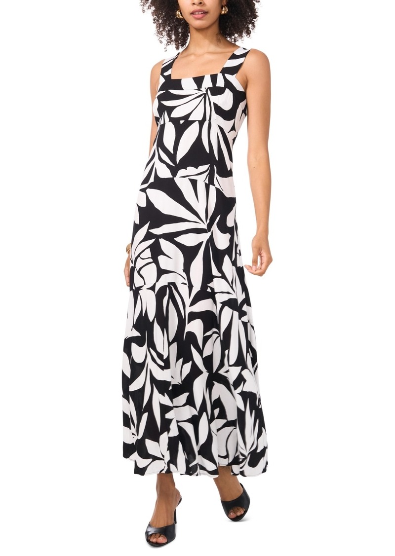 Vince Camuto Women's Printed Sleeveless Square-Neck Maxi Dress - Rich Black