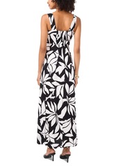 Vince Camuto Women's Printed Sleeveless Square-Neck Maxi Dress - Rich Black