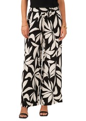 Vince Camuto Women's Printed Smocked-Waist Pull-On Wide-Leg Pants - Rich Black