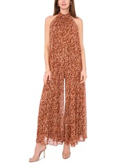 Vince Camuto Women's Printed Wide-Leg Halter Jumpsuit - Rust