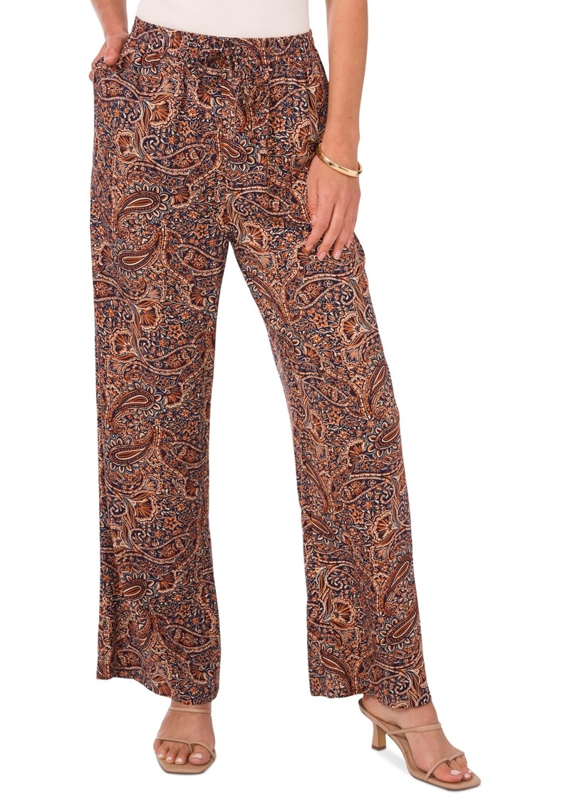 Vince Camuto Women's Printed Wide-Leg Pull-On Pants - Classic Navy