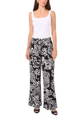 Vince Camuto Women's Printed Wide-Leg Pull-On Pants - Rich Black