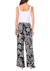 Vince Camuto Women's Printed Wide-Leg Pull-On Pants - Rich Black