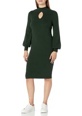 Vince Camuto Women's Puff Sleeve Sweater Dress with Keyhole Neck  L
