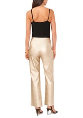 Vince Camuto Women's Pull-On Metallic Faux-Leather Flare Pants - Soft Gold