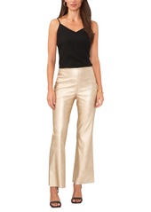 Vince Camuto Women's Pull-On Metallic Faux-Leather Flare Pants - Soft Gold