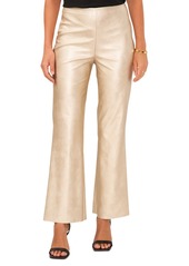 Vince Camuto Women's Pull-On Metallic Faux-Leather Flare Pants - Soft Gold