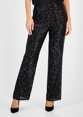 Vince Camuto Women's Pull-On Sequined Flared Pants - Rich Black