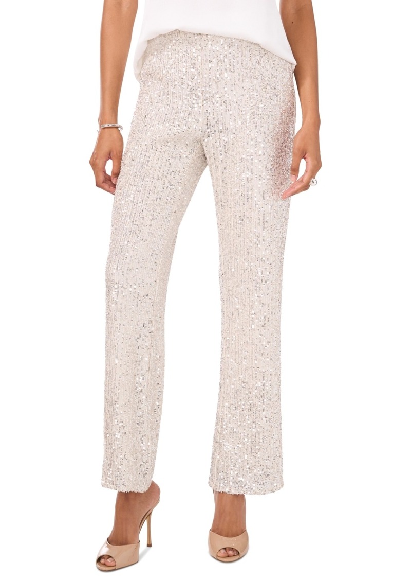 Vince Camuto Women's Pull-On Sequined Flared Pants - Silver