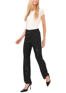 Vince Camuto Women's Pull-On Sequined Flared Pants - Rich Black