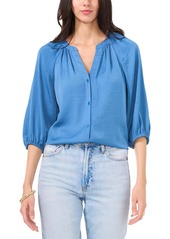 Vince Camuto Women's Raglan-Sleeve Button-Front Top - Vintage Blue