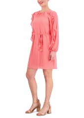 Vince Camuto Women's Ruffled Belted Dress - Coral