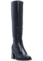 Vince Camuto Sangeti Snip-Toe Block-Heel Wide-Calf Tall Boots - Golden Walnut Leather