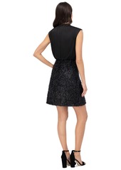 Vince Camuto Women's Satin Mock-Neck Shimmering Dress - Blk