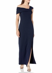 Vince Camuto Women's Scuba Crepe Asymetrical Neck Gown with Slit