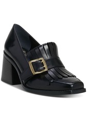 Vince Camuto Women's Sedna Kiltie Block-Heeled Tailored Loafers - Black Spazzolato Leather