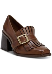 Vince Camuto Women's Sedna Kiltie Block-Heeled Tailored Loafers - Warm Caramel Burnished Leather
