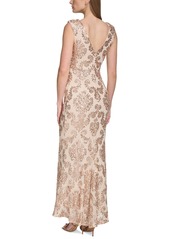 Vince Camuto Women's Sequin Embellished Boat Neck Sleeveless Gown - Champagne