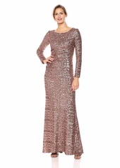 Vince Camuto Women's Sequined Long Sleeve Gown BRZ