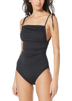 Vince Camuto Women's Shirred Tie-Strap One-Piece Swimsuit - Black