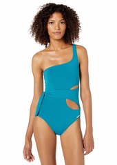 Vince Camuto Women's Shoulder one Piece Swimsuit with Side wrap