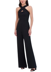 Vince Camuto Women's Signature Crepe Crossover-Neck Jumpsuit - Black