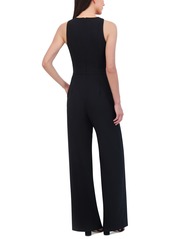 Vince Camuto Women's Signature Crepe Crossover-Neck Jumpsuit - Black