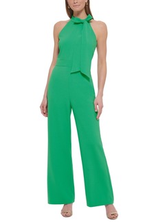 Vince Camuto Women's Signature Stretch Crepe Bow-Neck Halter Jumpsuit - Kelly Green