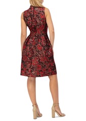 Vince Camuto Women's Sleeveless Jacquard Fit & Flare Dress - Red