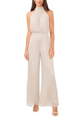 Vince Camuto Women's Sleeveless Tie Halter Metallic Jumpsuit - Champagne Allure