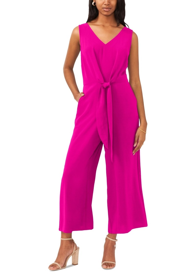 Vince Camuto Women's Sleeveless V-Neck Tie-Waist Jumpsuit - Hot Pink