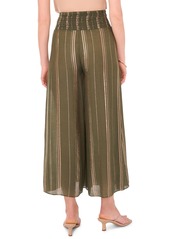 Vince Camuto Women's Smocked Striped Wide-Leg Pants - Olive Moss