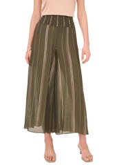 Vince Camuto Women's Smocked Striped Wide-Leg Pants - Olive Moss