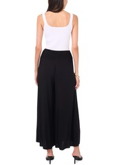 Vince Camuto Women's Smocked-Waist Wide-Leg Pants - Rich Black