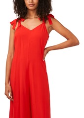 Vince Camuto Women's Solid Tie Shoulder Angled Hem Jumpsuit - Lobster Red